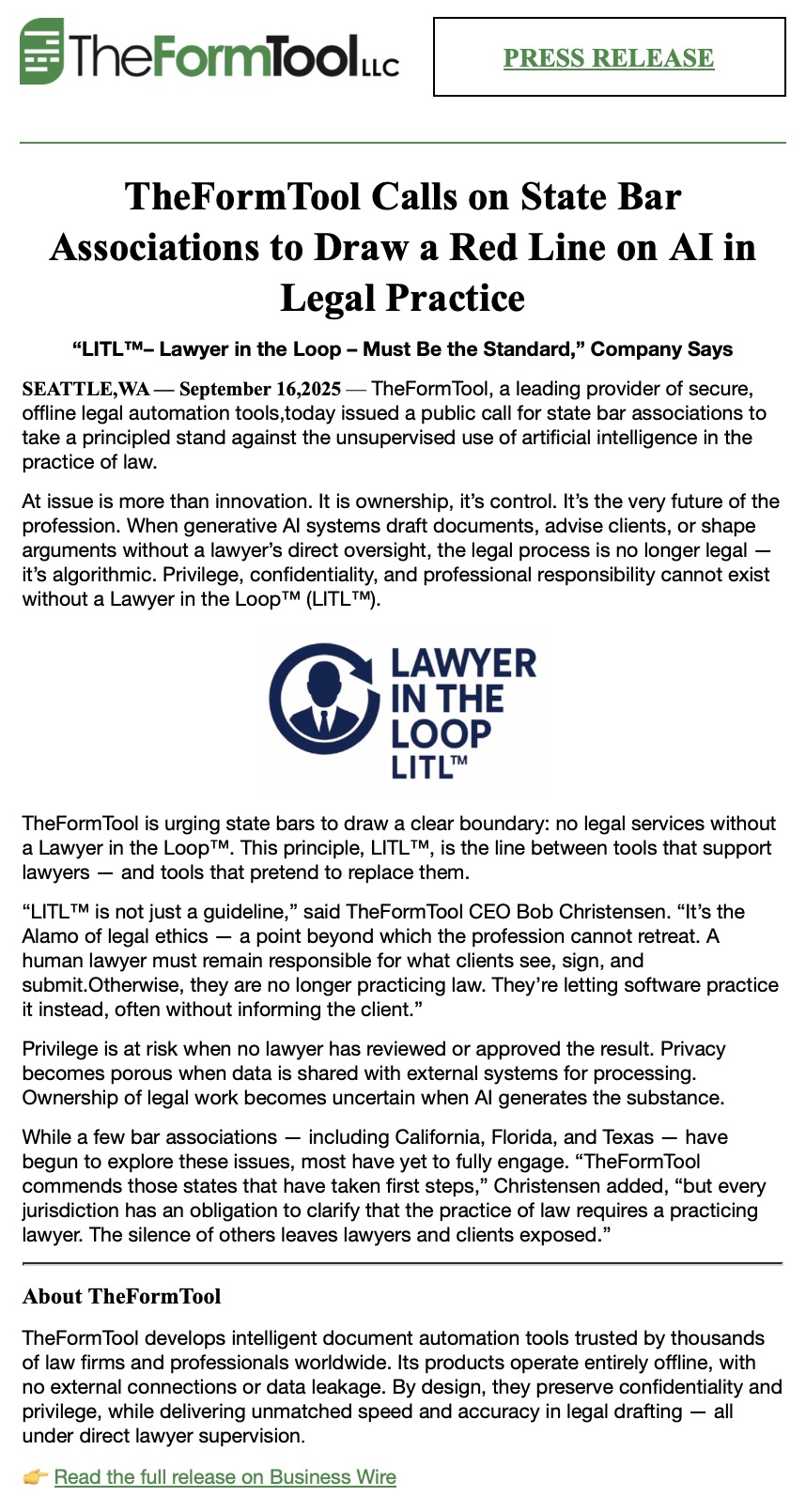 LITL Press Release 9/16/2025. Click for original.